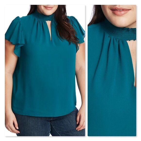 1.STATE Keyhole Flutter Sleeve Blouse sz1X - Picture 1 of 8